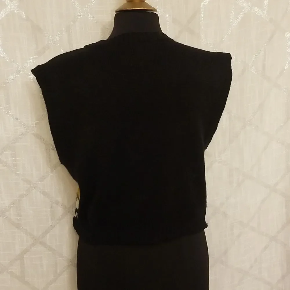 Vintage Boho Art to Wear Knit Cardigan Vest Grannycore Womens S/M Y2k Knit